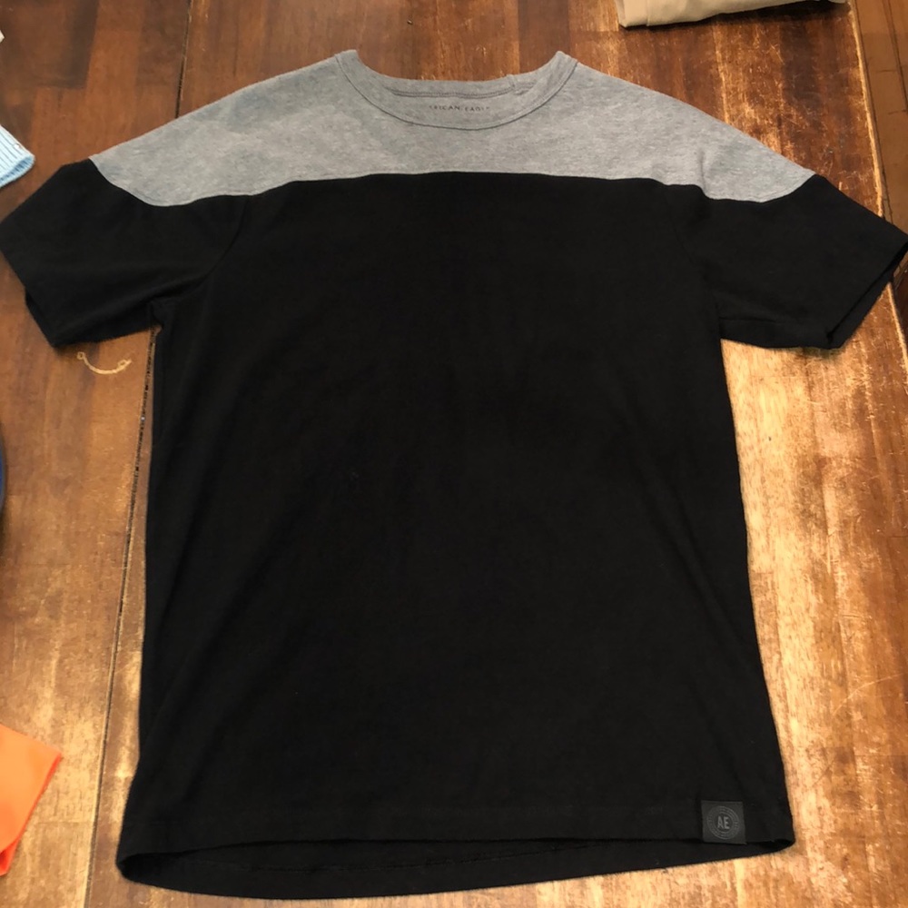 Black And Grey American Eagle Tee